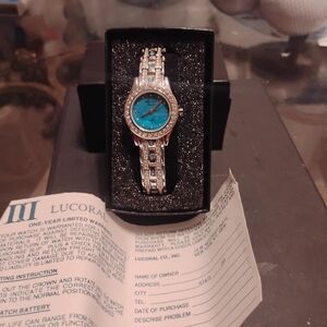 Colleen Lopez By HSN Women's Silver and Turquoise Blue Watch